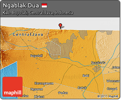 Political 3D Map of Ngablak Dua