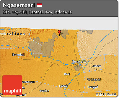 Political 3D Map of Ngasemsari