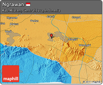 Political 3D Map of Ngrawan