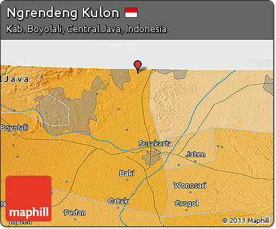 Political 3D Map of Ngrendeng Kulon