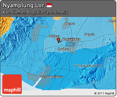 Political 3D Map of Nyamplung Lor