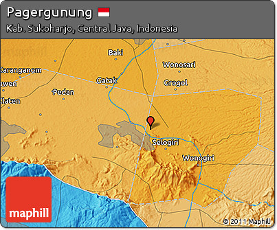 Political 3D Map of Pagergunung