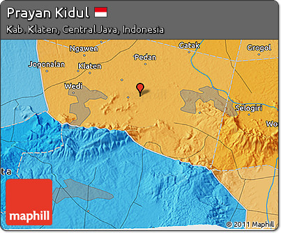 Political 3D Map of Prayan Kidul