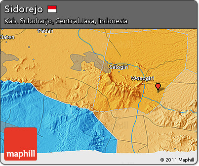 Political 3D Map of Sidorejo