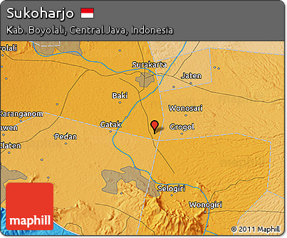 Political 3D Map of Sukoharjo