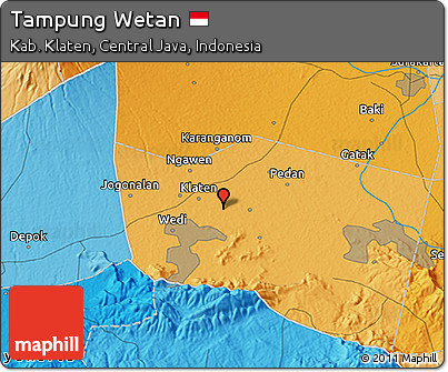 Political 3D Map of Tampung Wetan