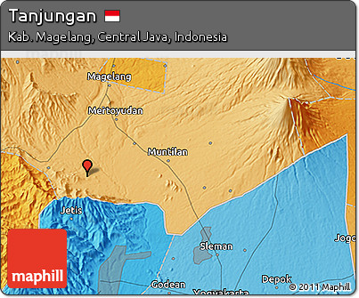 Political 3D Map of Tanjungan