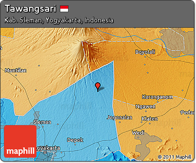 Political 3D Map of Tawangsari