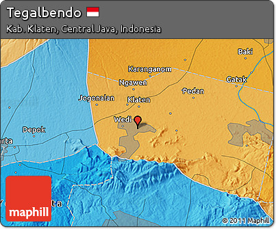 Political 3D Map of Tegalbendo