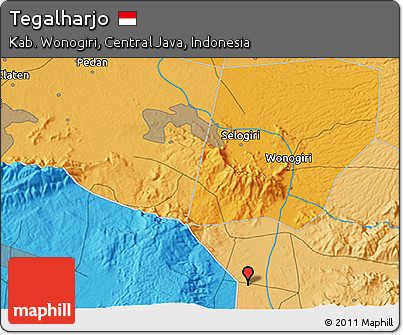 Political 3D Map of Tegalharjo