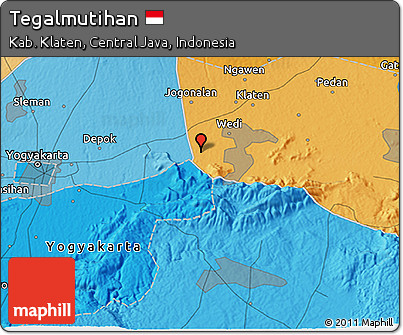 Political 3D Map of Tegalmutihan