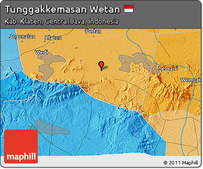 Political 3D Map of Tunggakkemasan Wetan