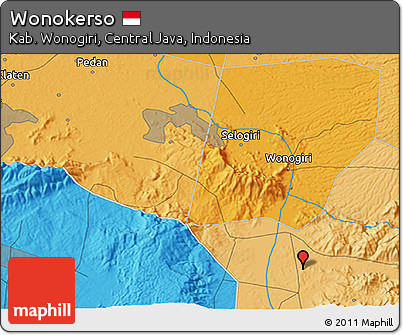Political 3D Map of Wonokerso