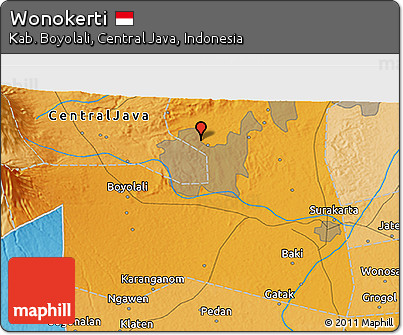 Political 3D Map of Wonokerti