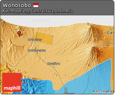 Political 3D Map of Wonosobo