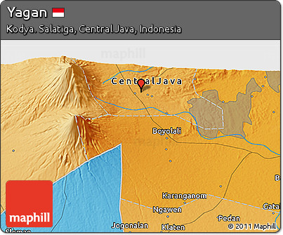 Political 3D Map of Yagan