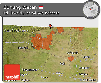 Satellite 3D Map of Gunung Wetan