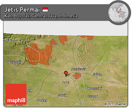 Satellite 3D Map of Jetis Permai