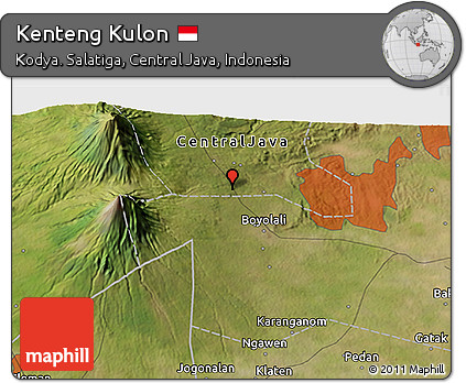 Satellite 3D Map of Kenteng Kulon