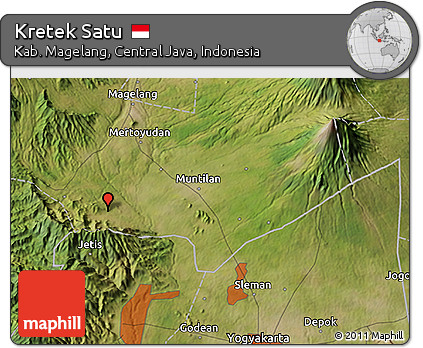 Satellite 3D Map of Kretek Satu