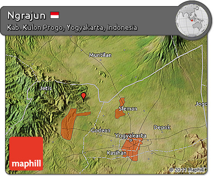 Satellite 3D Map of Ngrajun