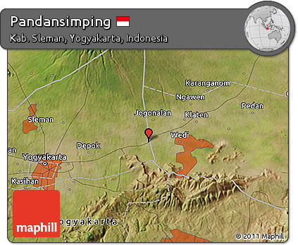 Satellite 3D Map of Pandansimping