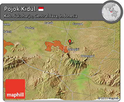 Satellite 3D Map of Pojok Kidul