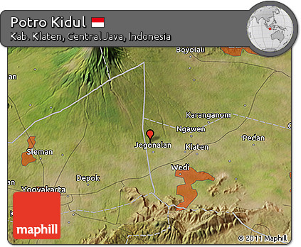 Satellite 3D Map of Potro Kidul