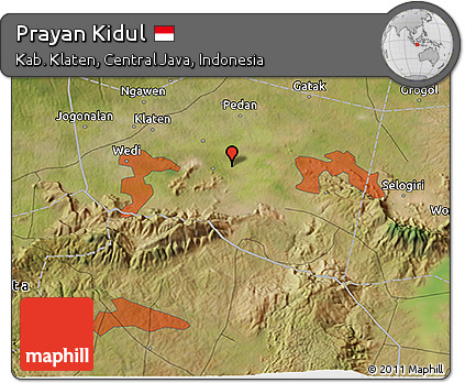 Satellite 3D Map of Prayan Kidul
