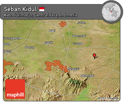 Satellite 3D Map of Seban Kidul
