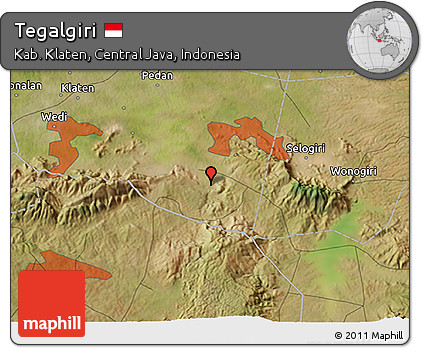 Satellite 3D Map of Tegalgiri