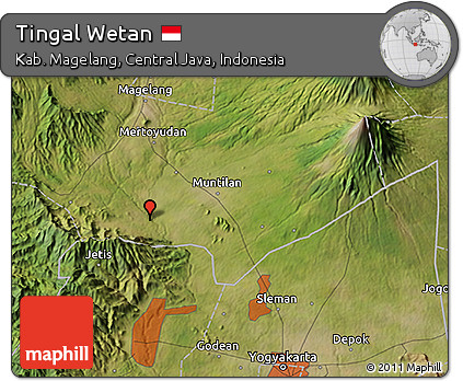 Satellite 3D Map of Tingal Wetan