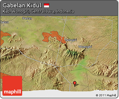 Satellite 3D Map of Gabelan Kidul