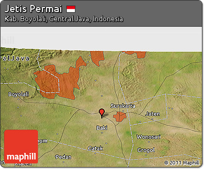 Satellite 3D Map of Jetis Permai