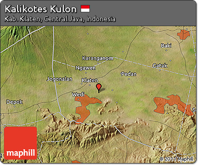 Satellite 3D Map of Kalikotes Kulon