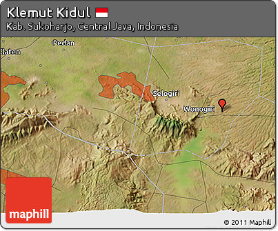 Satellite 3D Map of Klemut Kidul