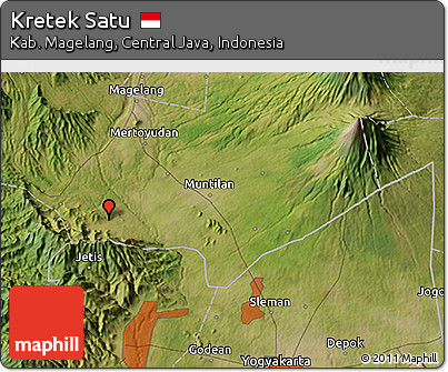 Satellite 3D Map of Kretek Satu