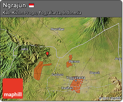 Satellite 3D Map of Ngrajun