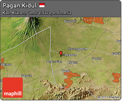 Satellite 3D Map of Pagan Kidul