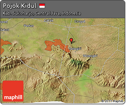 Satellite 3D Map of Pojok Kidul