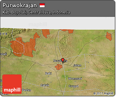 Satellite 3D Map of Purwokrajan