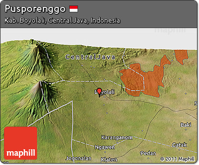 Satellite 3D Map of Pusporenggo