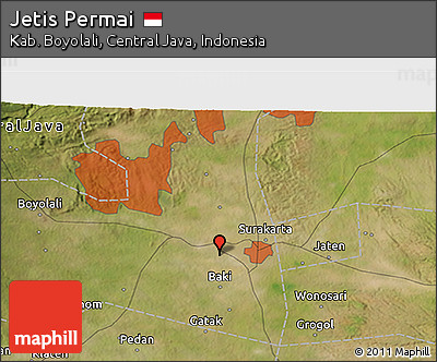 Satellite 3D Map of Jetis Permai