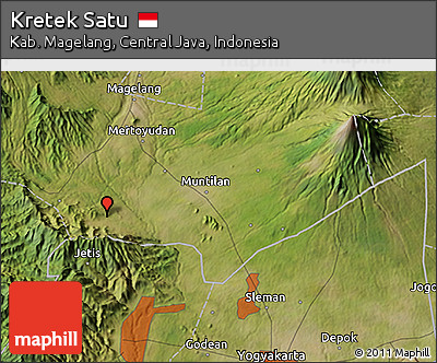 Satellite 3D Map of Kretek Satu
