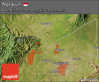 Satellite 3D Map of Ngrajun