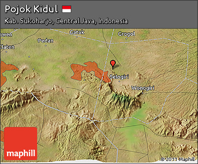 Satellite 3D Map of Pojok Kidul