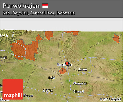 Satellite 3D Map of Purwokrajan