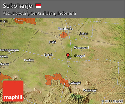 Satellite 3D Map of Sukoharjo