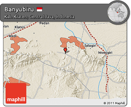 Shaded Relief 3D Map of Banyubiru