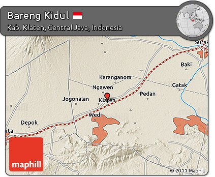 Shaded Relief 3D Map of Bareng Kidul